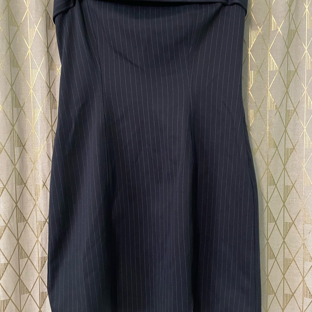 Wild Fable Navy Pinstripe strapless dress